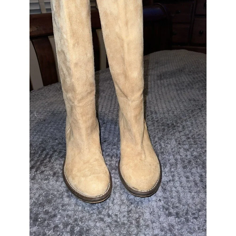 FORNARINA Suede Honey Cowgirl Style High Heel Boots Md in Italy Sz 36 - Picture 3 of 16